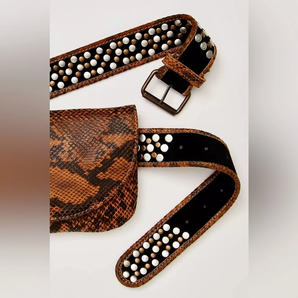 NWT FREE PEOPLE Animal Instinct Pocket Belt | Wild Side MSRP $98 S/M CURRENT